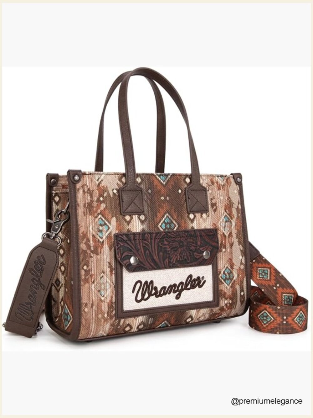 Aztec Tote Bag with Sherpa Flap - Boho Crossbody Handbag